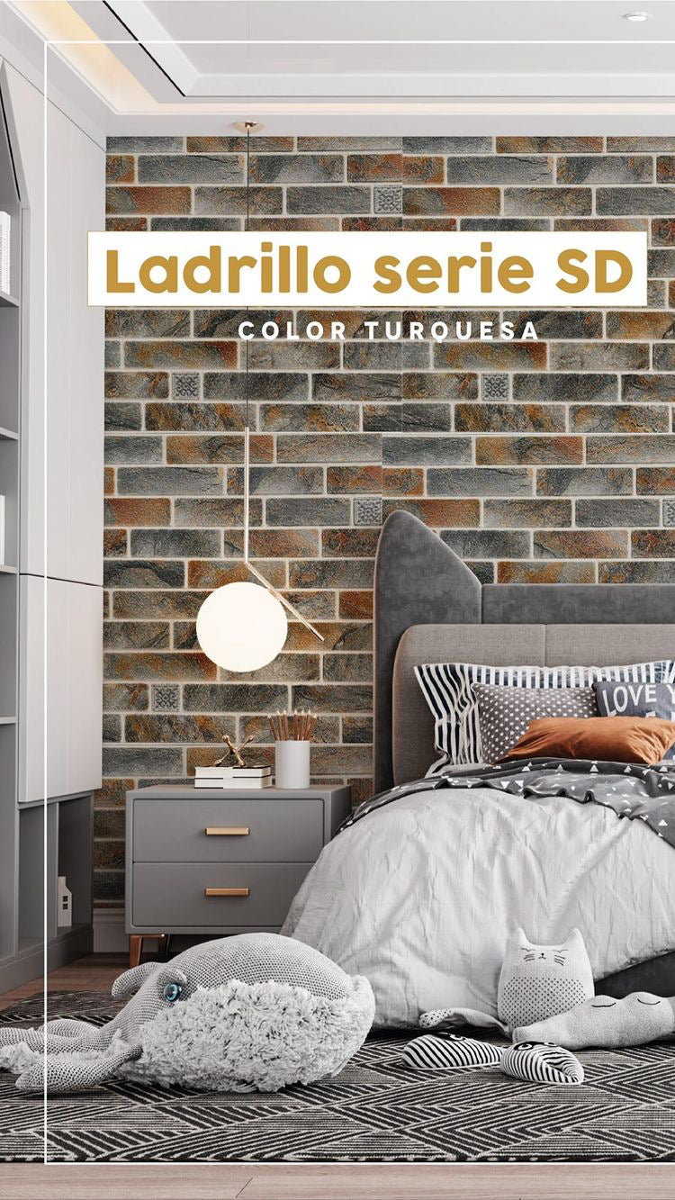 PAPEL TAPIZ PE PARA PARED ESPUMA 3D AUTOADHESIVO PEGATINAS ALUMINADAS 68*68CM LADRILLO * 10 PCS