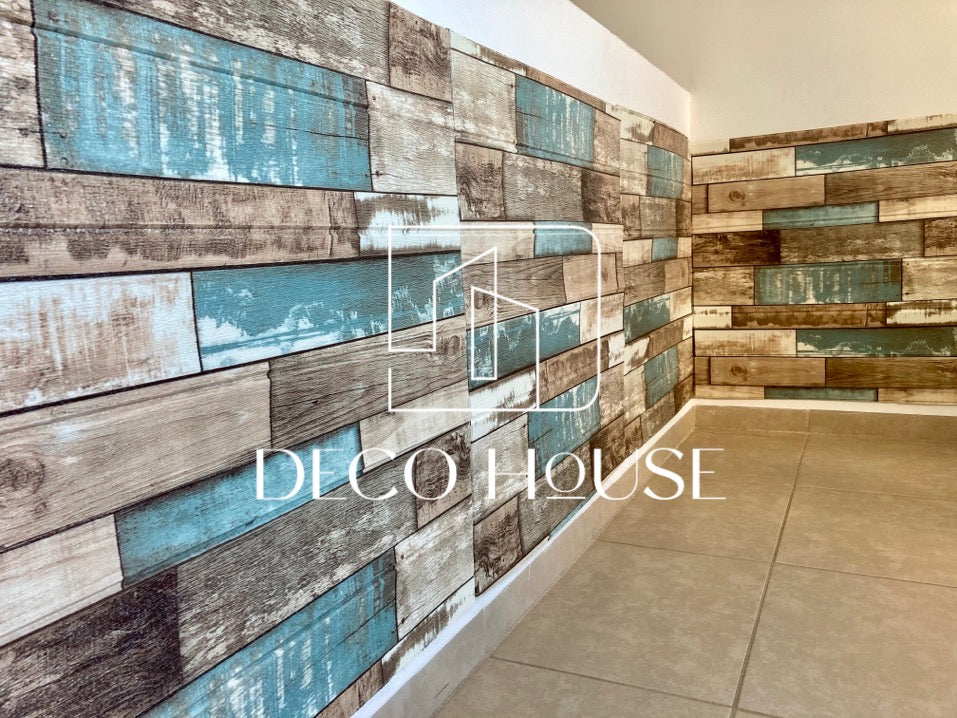 PANEL DECORATIVO 3D ESPUMA PEGATINAS MODELO MADERA COLOR MOSAICO AZUL * 10 pcs con envio gratis