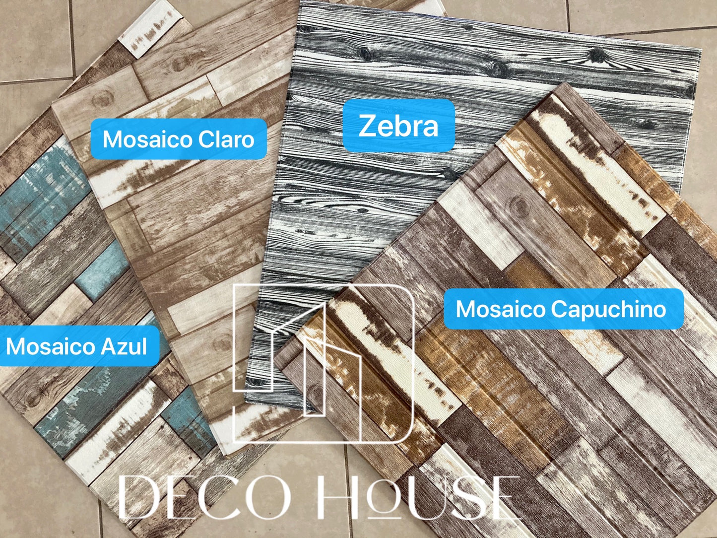 PANEL DECORATIVO 3D ESPUMA AUTOADHESIVA MODELO MADERA COLOR ZEBRA * 5 pcs