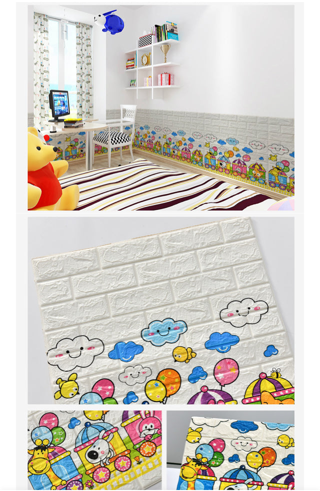 TAPIZ ESPUMA PANEL DECORATIVO 3D AUTOADHESIVA MODELO INFANTIL * 5 PCS